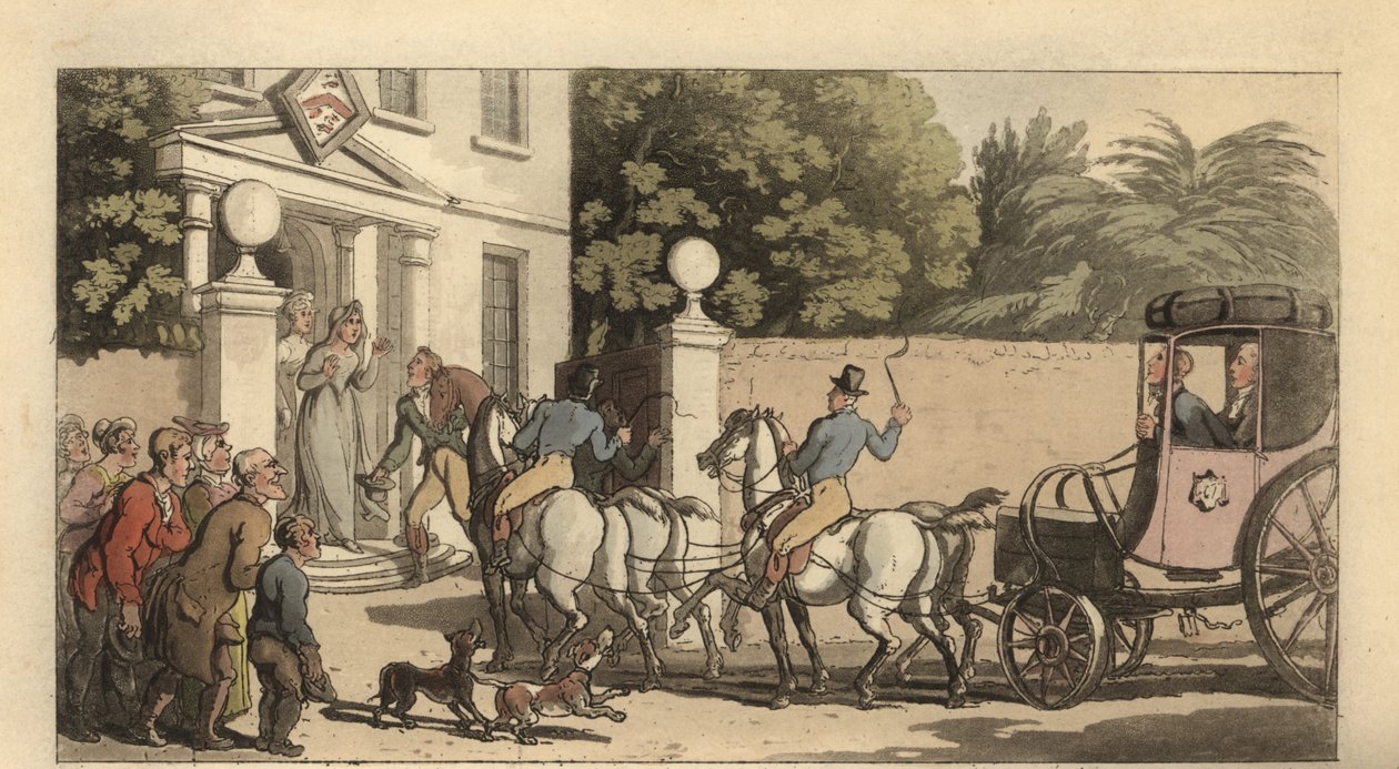 Giovane gentiluomo inglese che torna a casa dopo il Grand Tour da Thomas Rowlandson