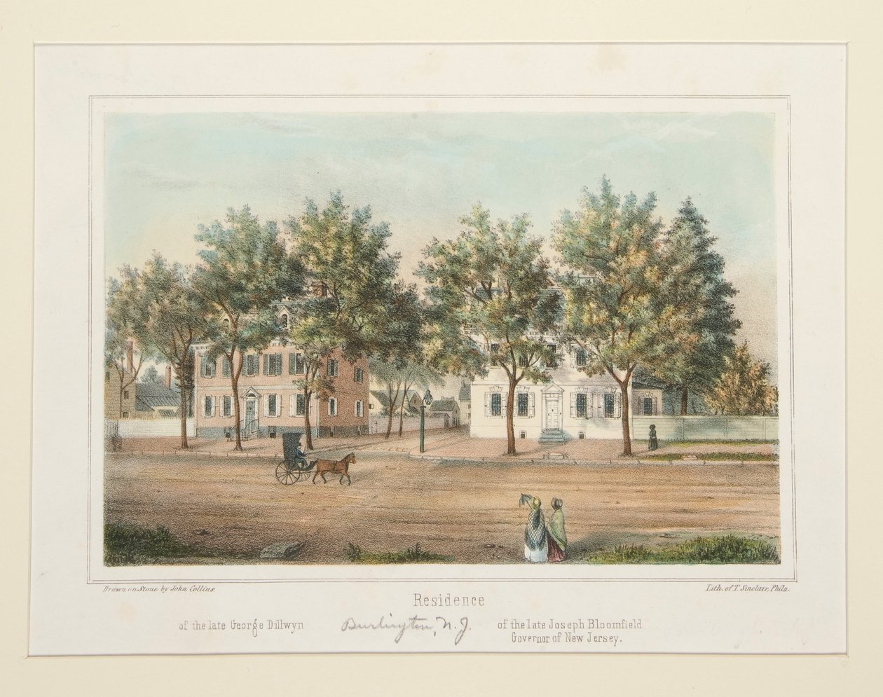 Residenza / del defunto George Dillwyn / del defunto Joseph Bloomfield (Burlington, NJ), da 14 vedute di Burlington da Thomas S. Sinclair