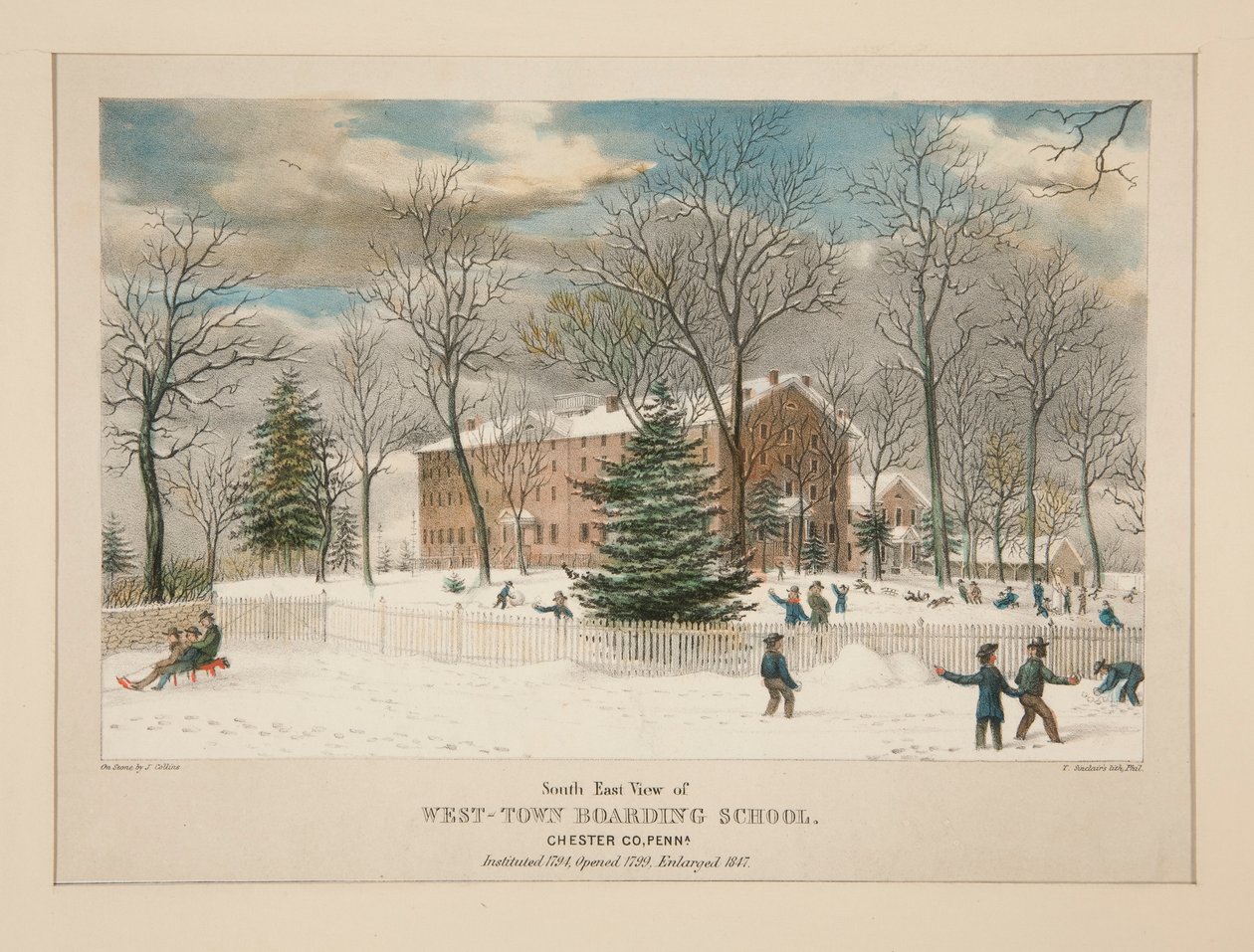 West-Town Boarding School (vista sud-est), Chester Co., Pa. da Thomas S. Sinclair
