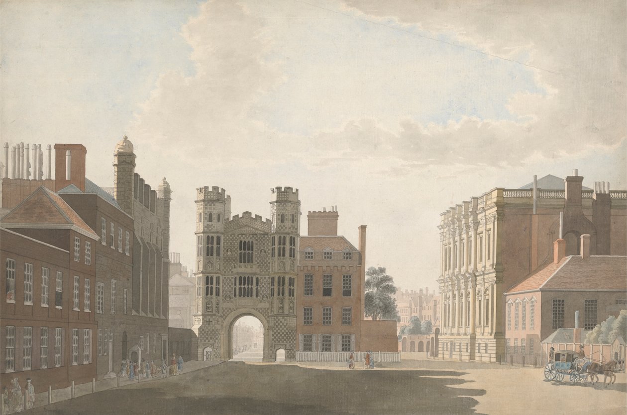 Whitehall che mostra la Porta di Holbein e la Sala dei banchetti da Thomas Sandby