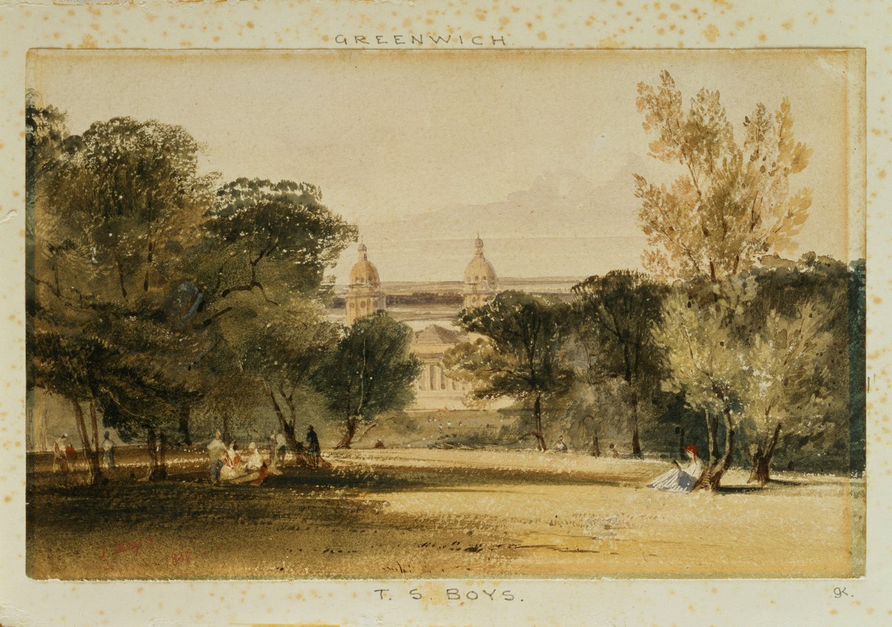 Ospedale di Greenwich dal parco, 1830 da Thomas Shotter Boys
