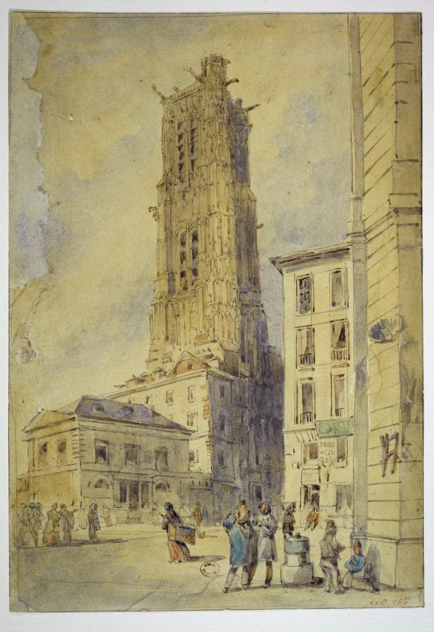 La torre di Saint-Jacques prima del suo sgombero, nel 1836 da Thomas Shotter Boys