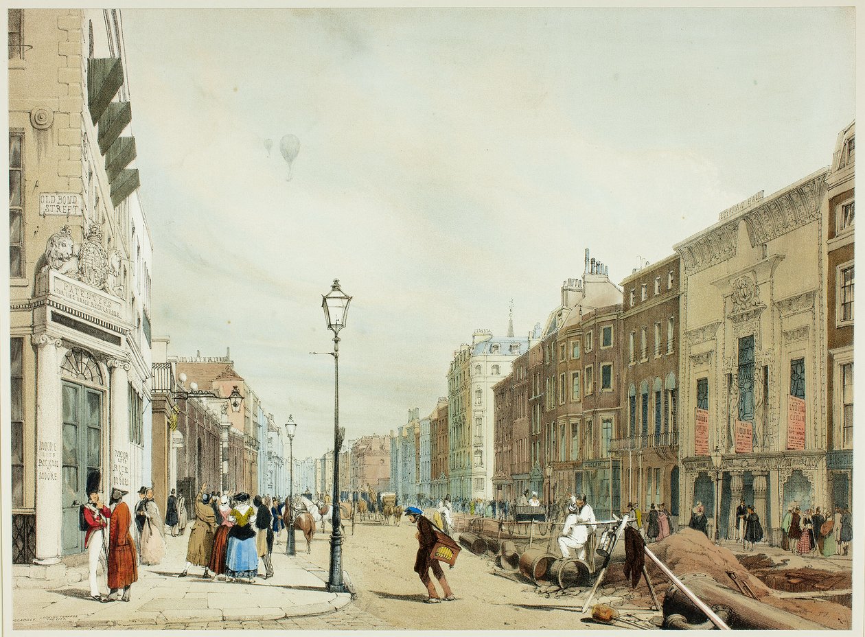 Piccadilly, guardando verso la città, tavola diciassette da Vedute originali di Londra com
