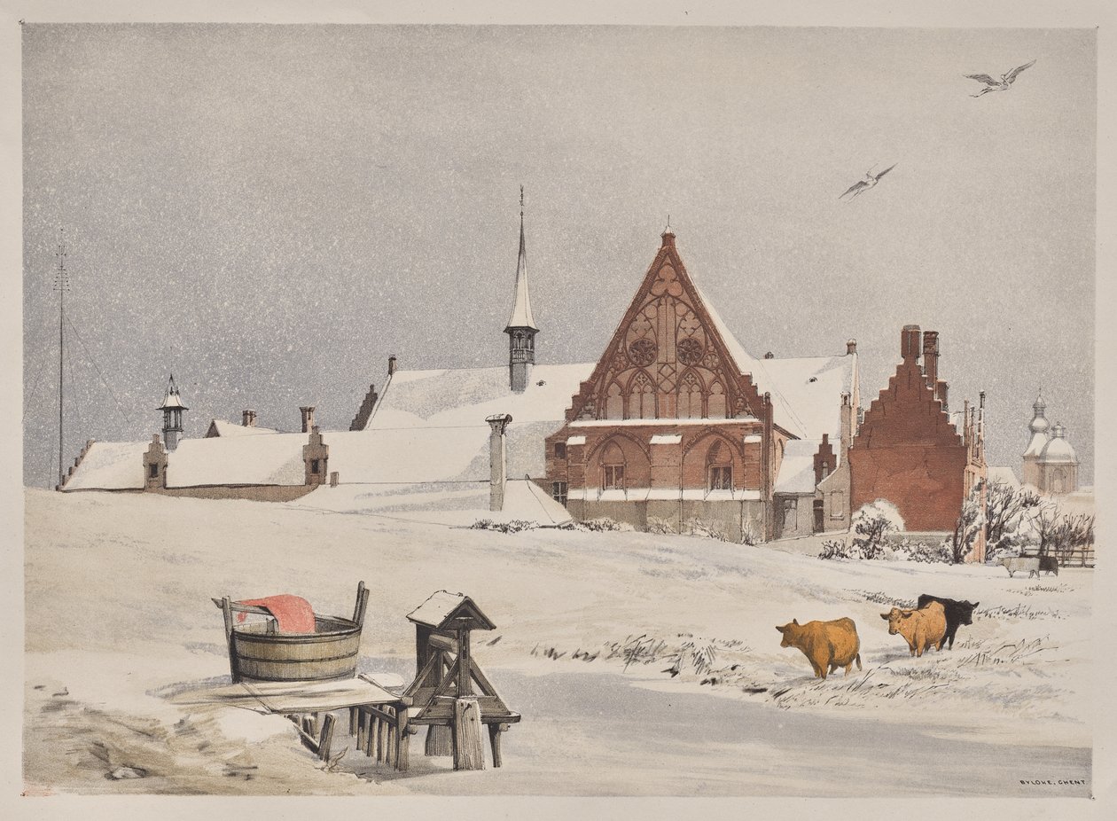 Architettura pittoresca a Parigi, Gand, Anversa, Rouen: Byloke, Gand, Belgio da Thomas Shotter Boys