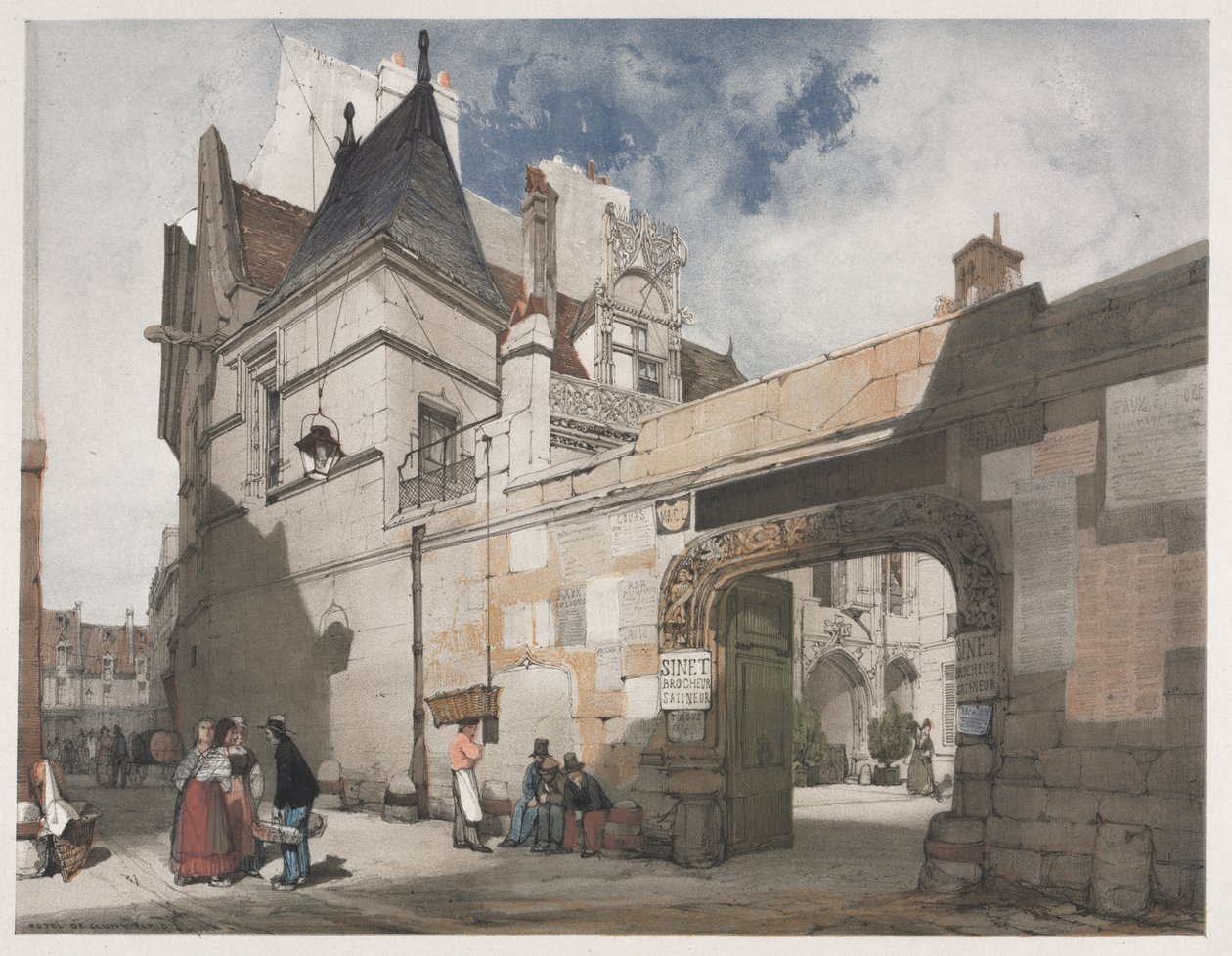 Architettura pittoresca a Parigi, Gand, Anversa, Rouen: Hôtel de Cluny, Parigi da Thomas Shotter Boys