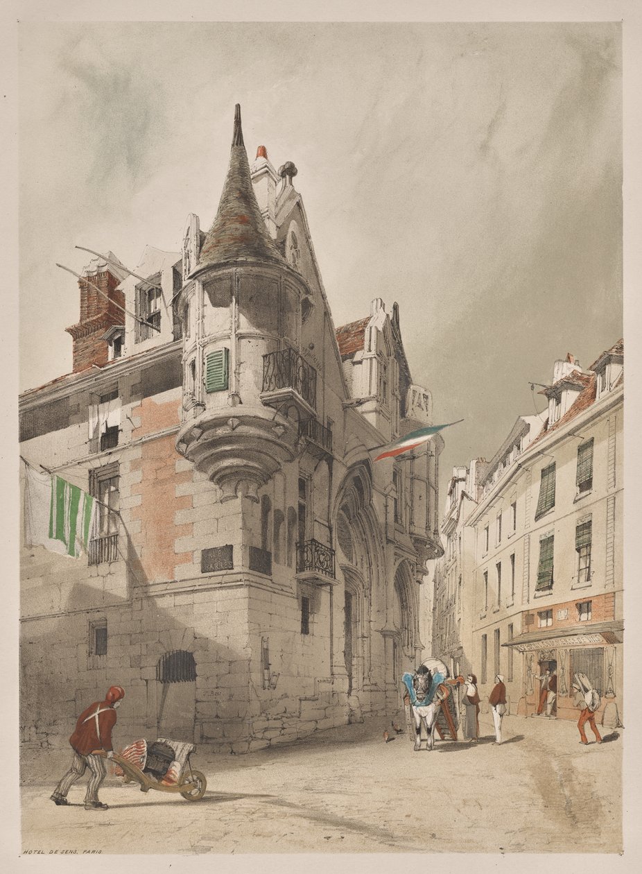 Architettura Pittoresca a Parigi, Gand, Anversa, Rouen: Hôtel de Sens, Parigi da Thomas Shotter Boys