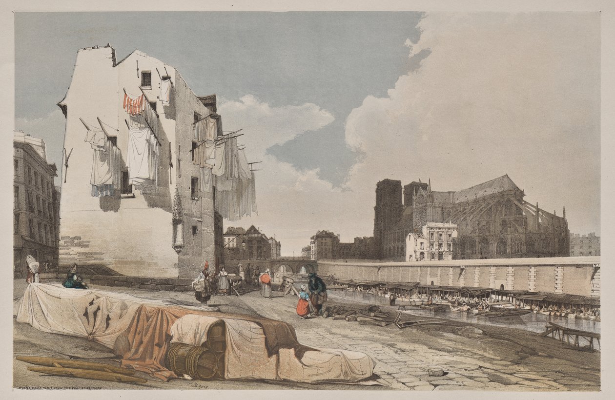 Architettura pittoresca a Parigi, Gand, Anversa, Rouen: Notre Dame, Parigi, dal Quai St. Bernard da Thomas Shotter Boys