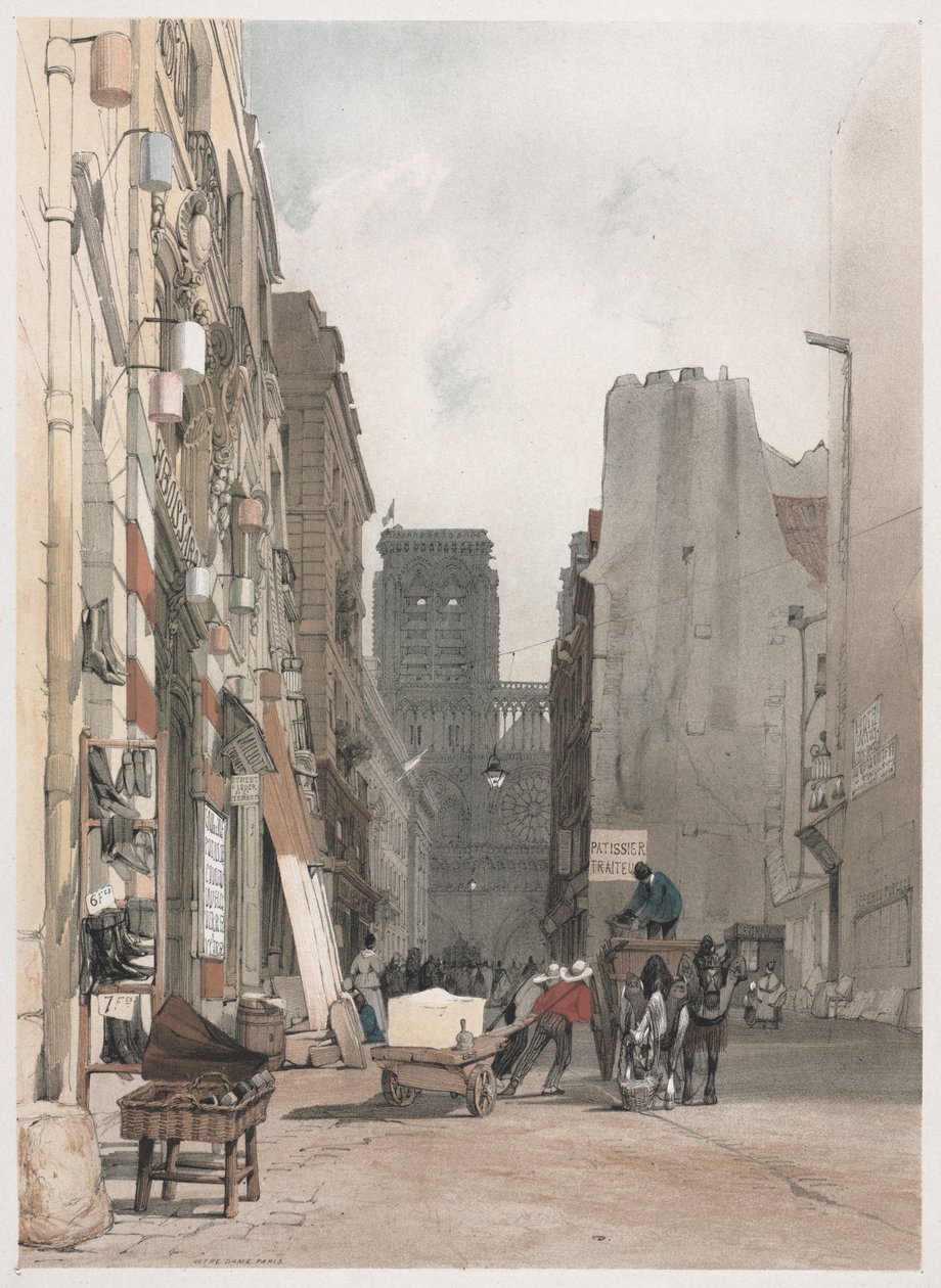 Architettura pittoresca a Parigi, Gand, Anversa, Rouen: Notre Dame, Parigi, 1839 da Thomas Shotter Boys