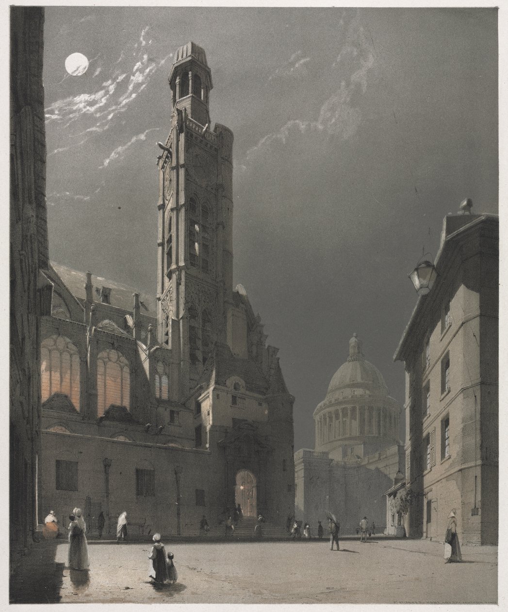 Architettura pittoresca a Parigi, Gand, Anversa, Rouen: St. Etienne du Mont e il Pantheon, Parigi da Thomas Shotter Boys