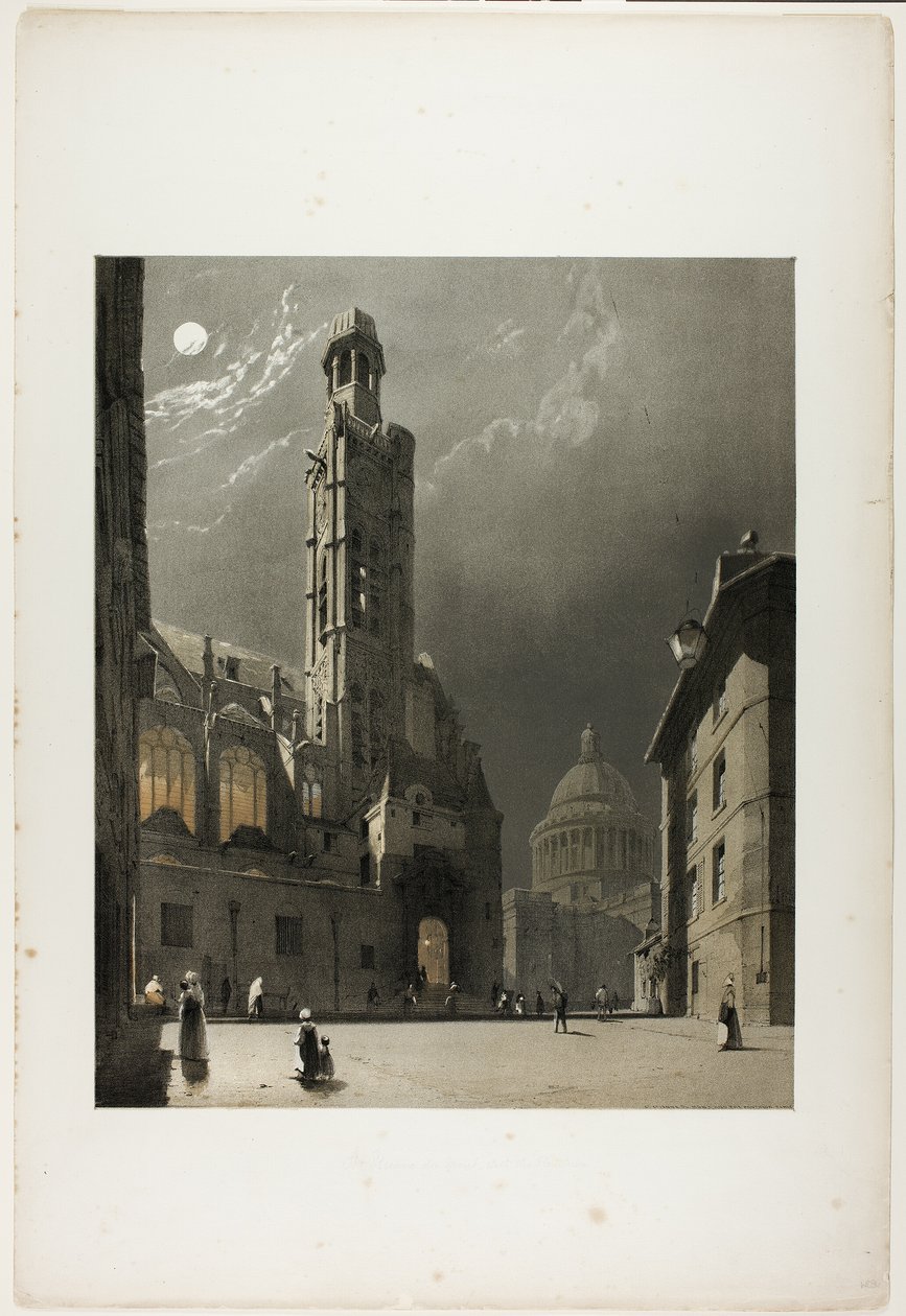 St Etienne du Mont e il Pantheon, Parigi, tavola 20 da Picturesque Architecture in Paris, Ghent, Antwerp, Rouen, Etc. da Thomas Shotter Boys