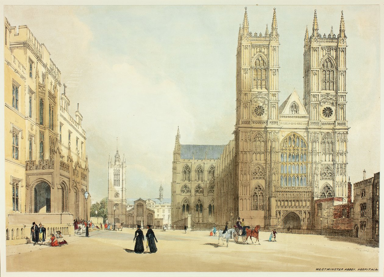 Abbazia di Westminster, Ospedale e Compagnia, tavola sette da Vedute Originali di Londra com