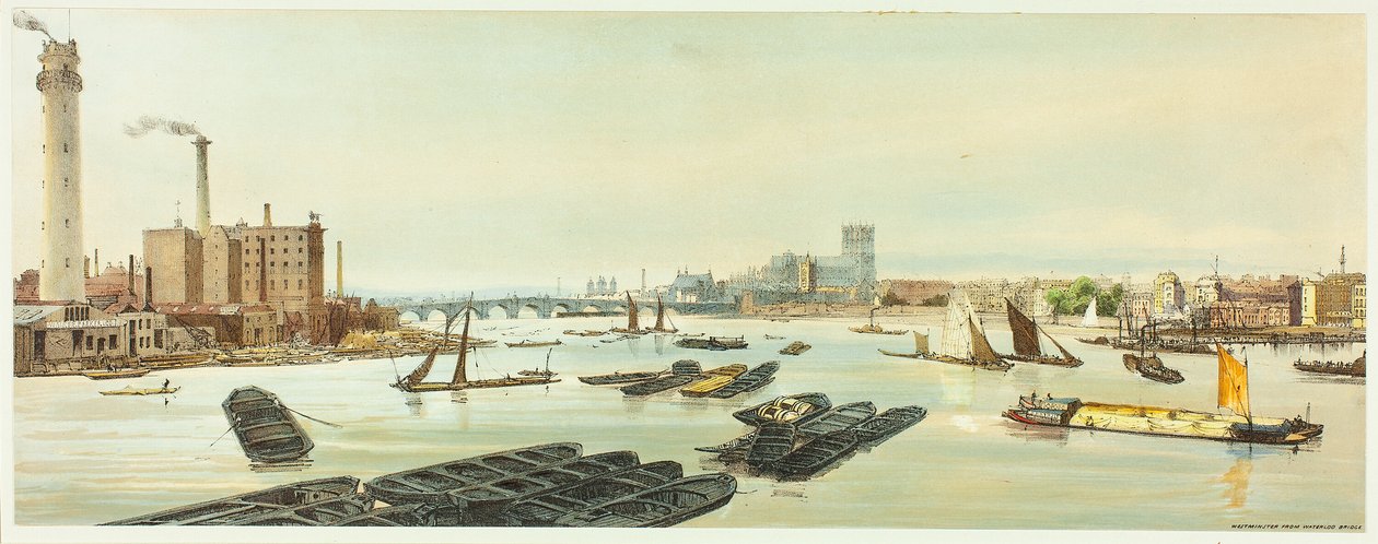 Westminster, da Waterloo Bridge, tavola diciannove da Vedute Originali di Londra Com