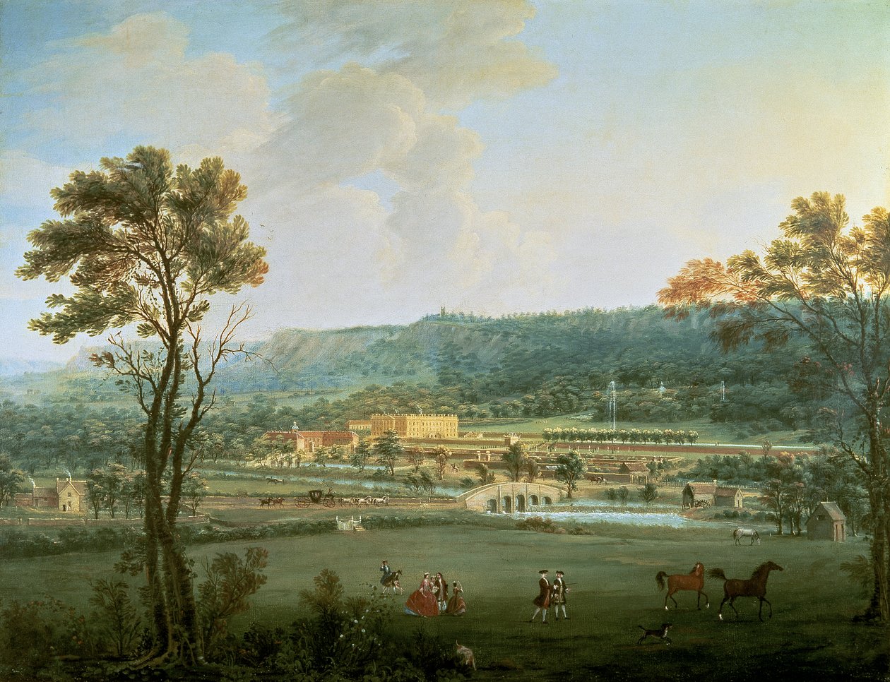 Veduta di Chatsworth da sud-ovest da Thomas Smith of Derby