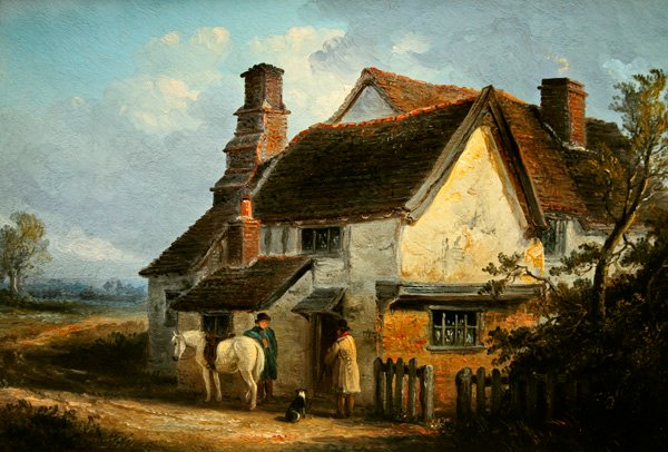 Due Warsowers che parlano fuori da un cottage da Thomas Smythe