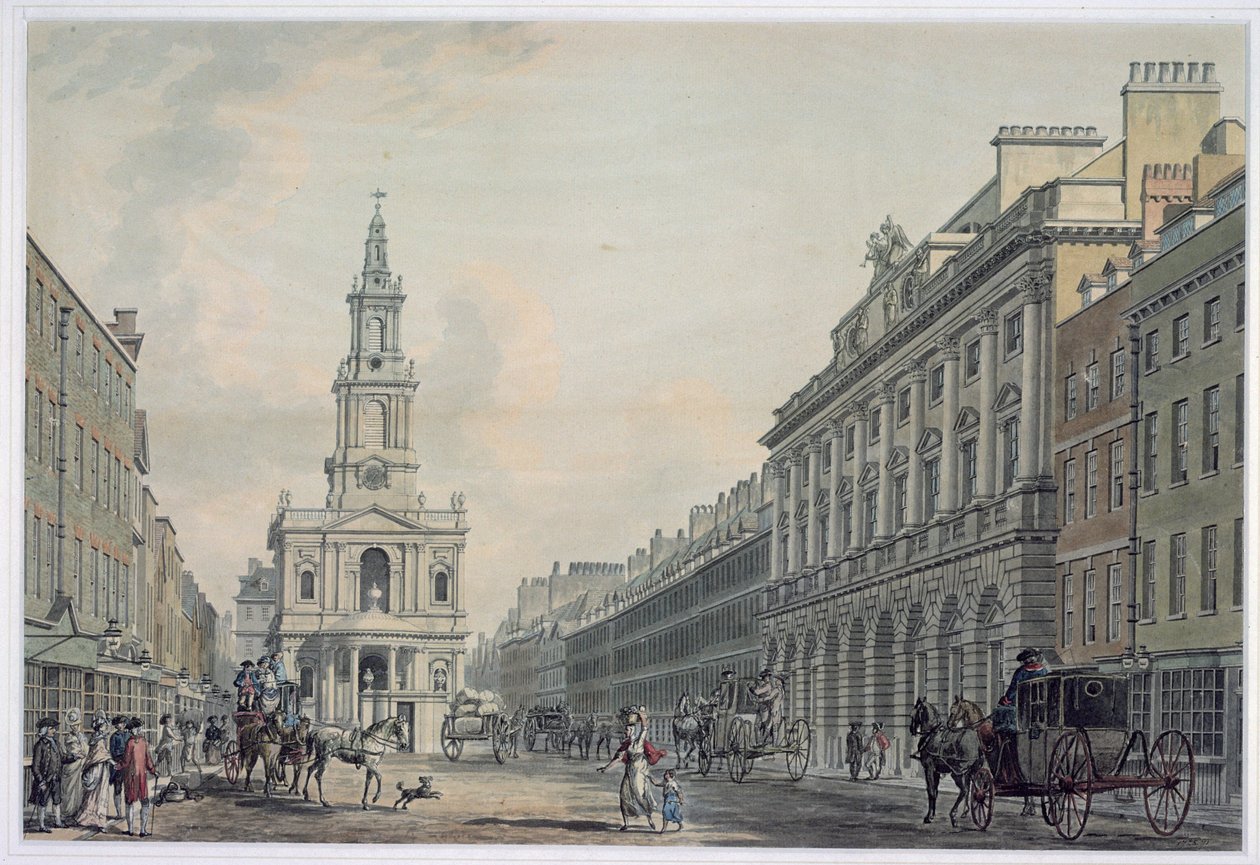 The Strand con Somerset House e St. Mary le Strand, 1781 da Thomas Snr. Malton