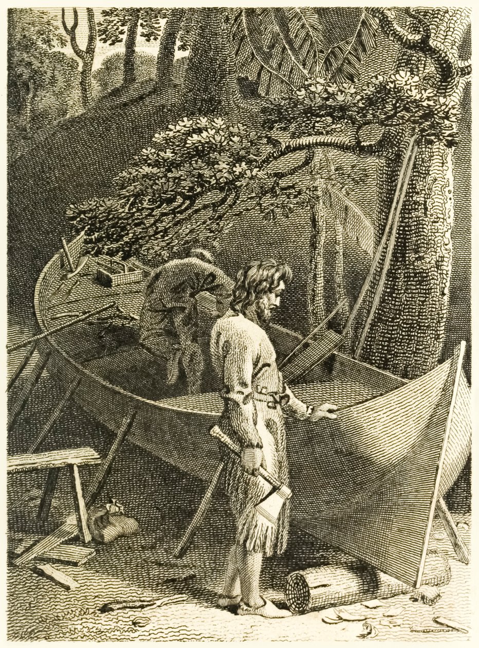 Robinson Crusoe e Venerdì costruiscono una barca da 