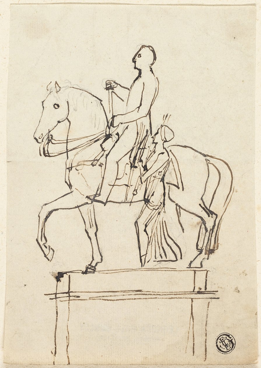 Scultura di un cavaliere accompagnato da una donna in piedi da Thomas Stothard