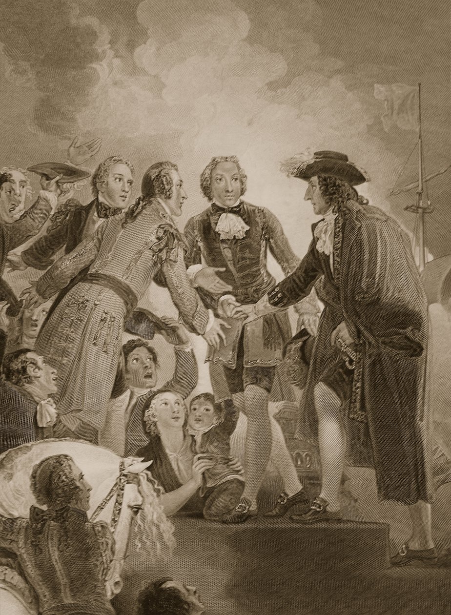 Lo Sbarco di Guglielmo III a Torbay, inciso da George Noble, illustrazione da 