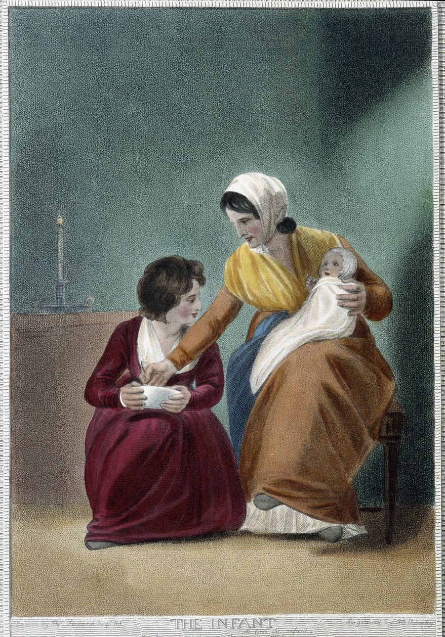 Il neonato - in "The 7 Ages of Man" di Shakespeare, ill. di W. Broniley, Londra da Thomas Stothard