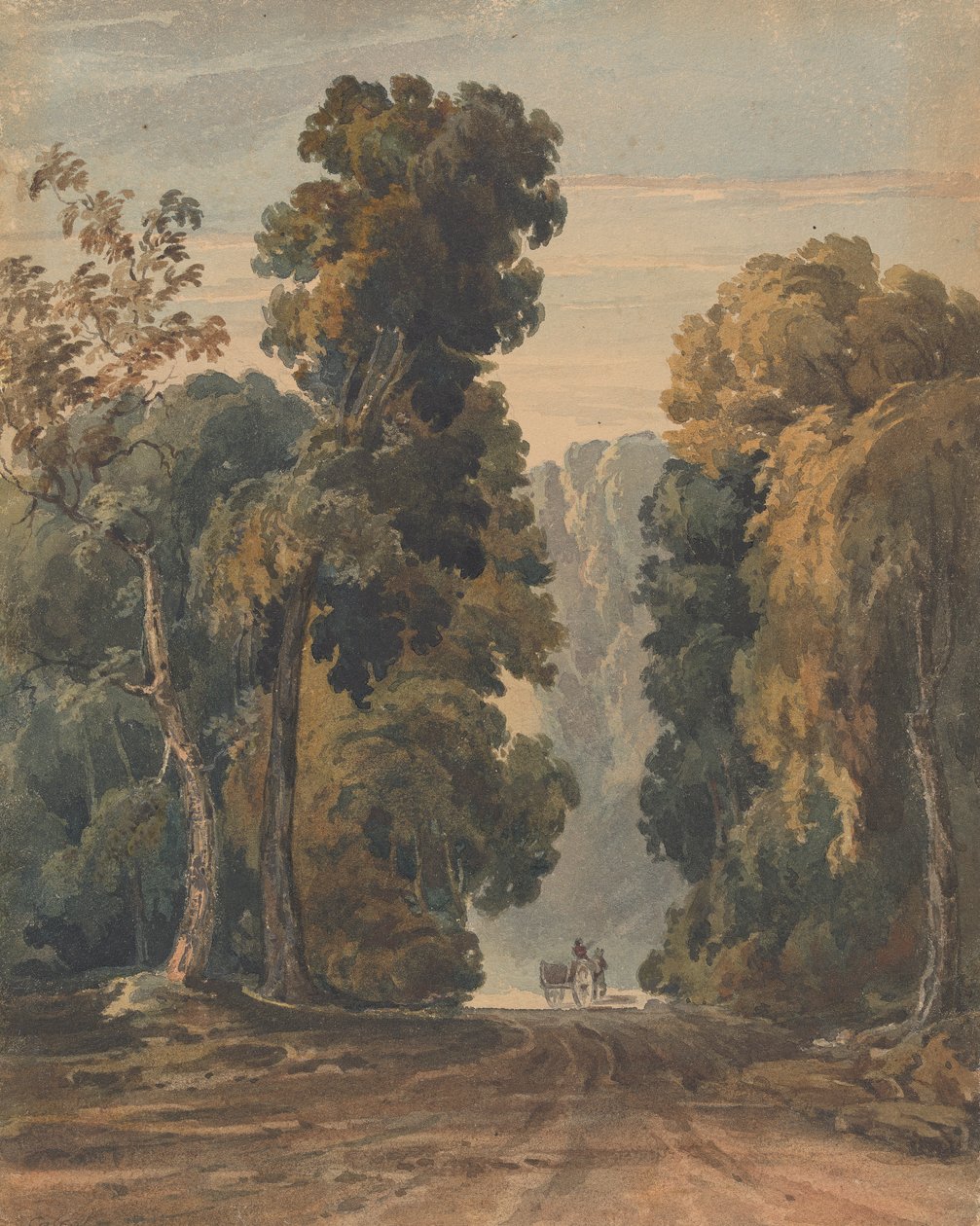 Cavallo, carro e conducente su un ampio viale alberato da Thomas Sully