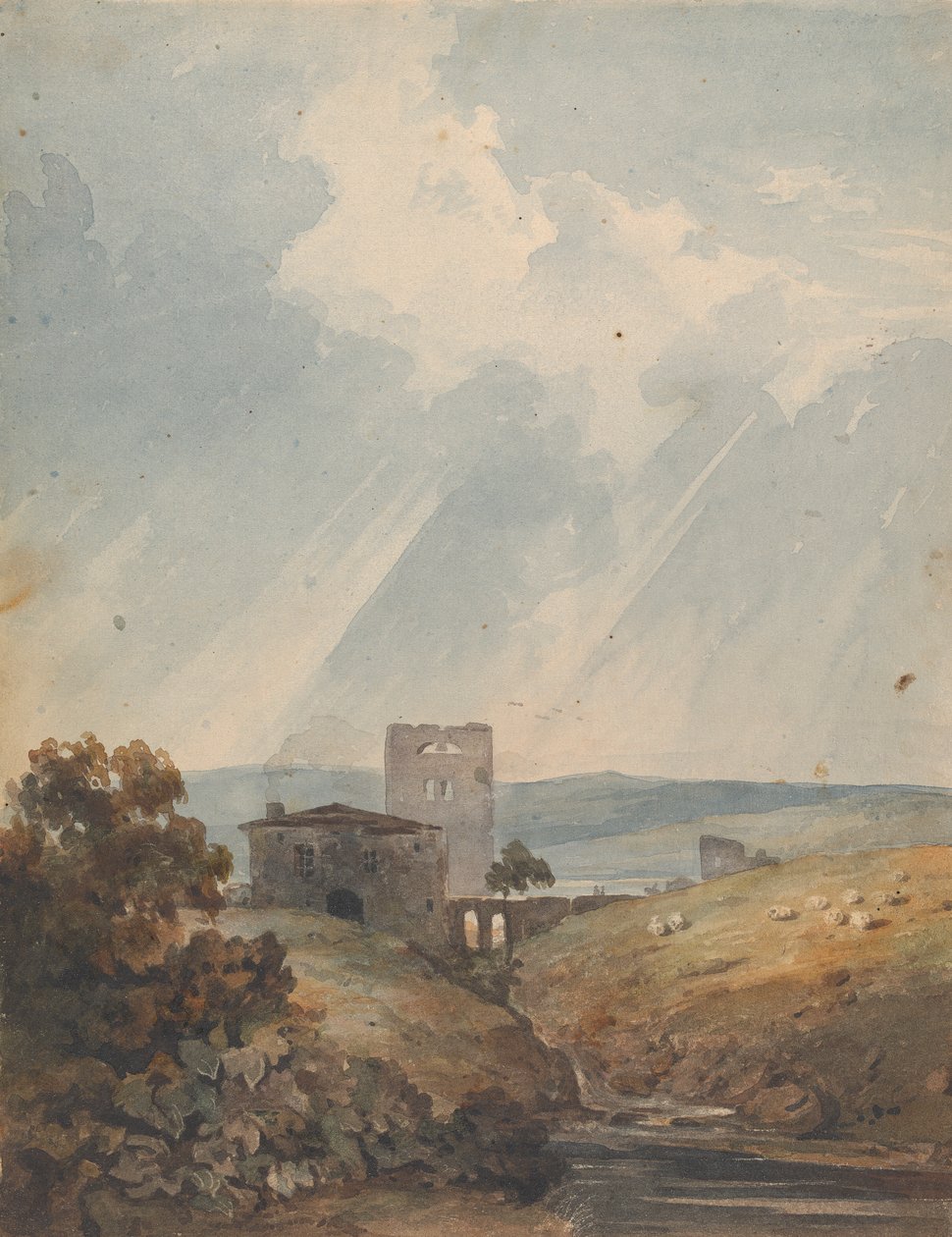 Paesaggio con castello, colline e montagne da Thomas Sully