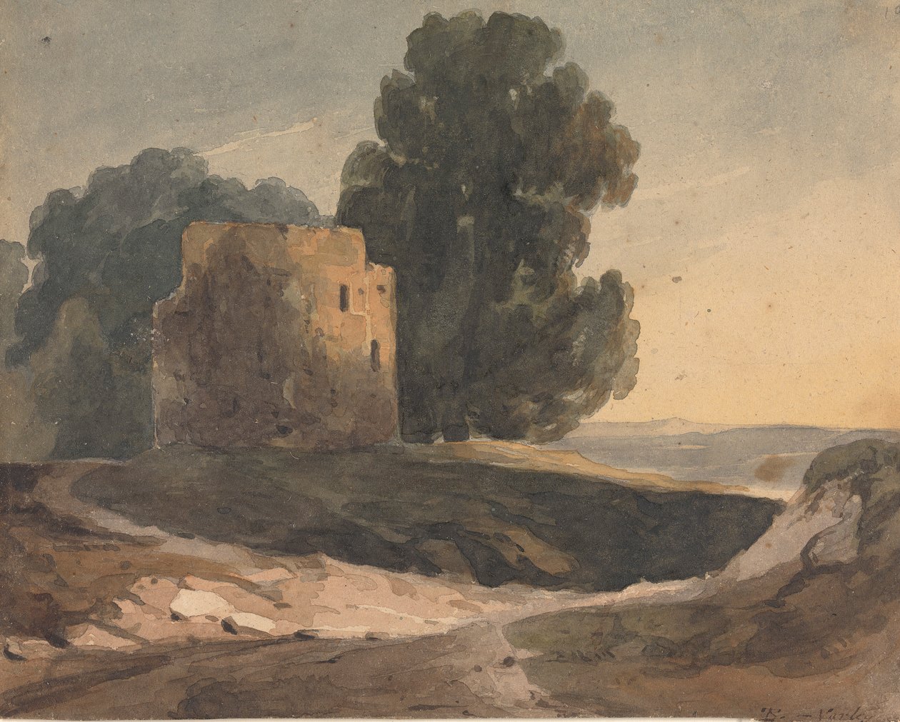 Paesaggio con castello in rovina, alberi da Thomas Sully