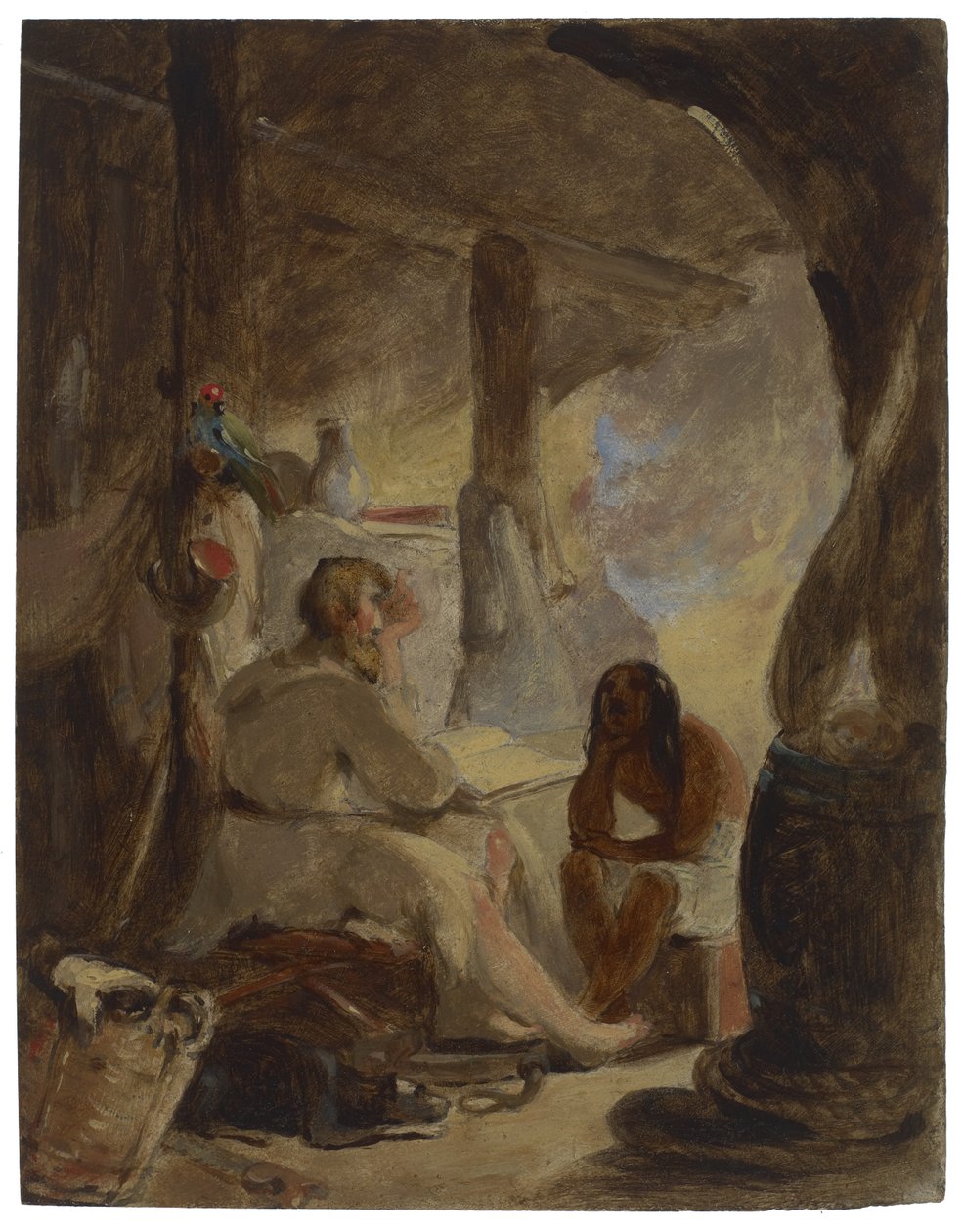 Robinson Crusoe e Venerdì nella caverna, c.1856 da Thomas Sully