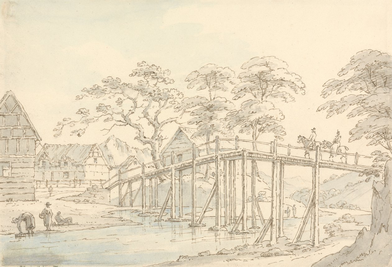 Ponte sul Severn a Newtown, guardando il fiume da Thomas Sunderland