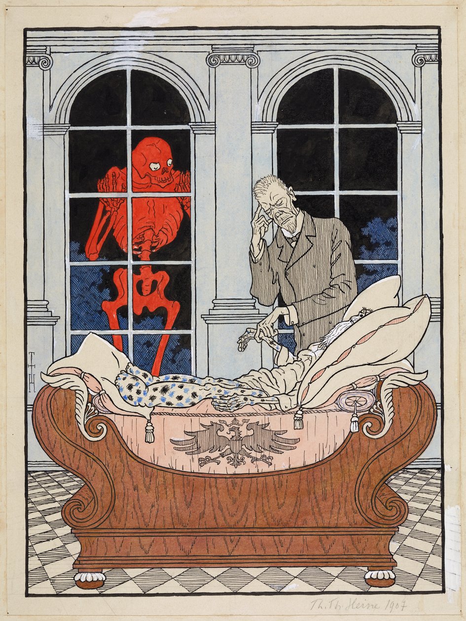 Il Reichstag morente; Simplicissimus XV/49, 1911 da Thomas Theodor Heine