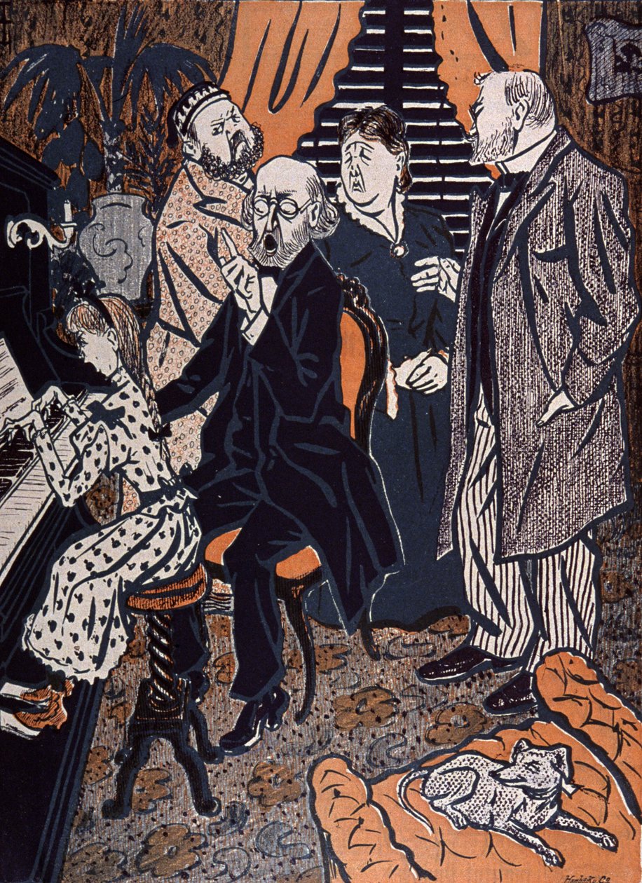 Concerto di famiglia al pianoforte in: Simplicissimus, Germania da Thomas Theodor Heine