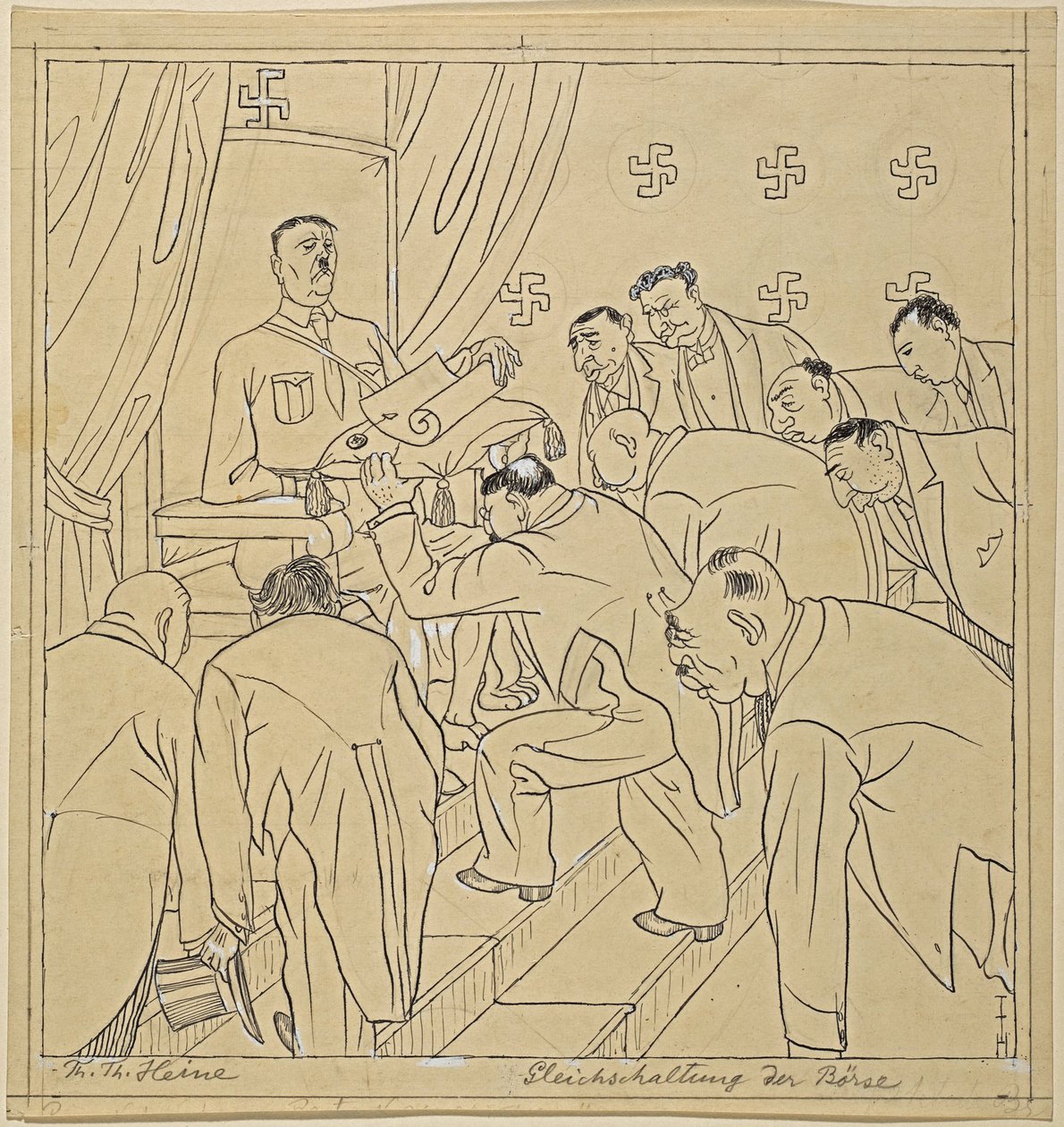 Uniformazione della borsa; Simplicissimus XXXV/36, 1930 da Thomas Theodor Heine