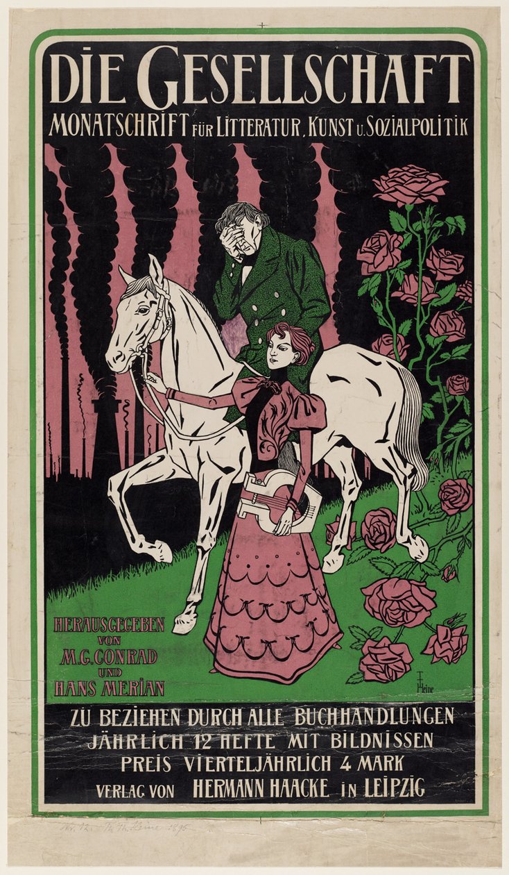 Manifesto pubblicitario per la rivista Die Gesellschaft da Thomas Theodor Heine