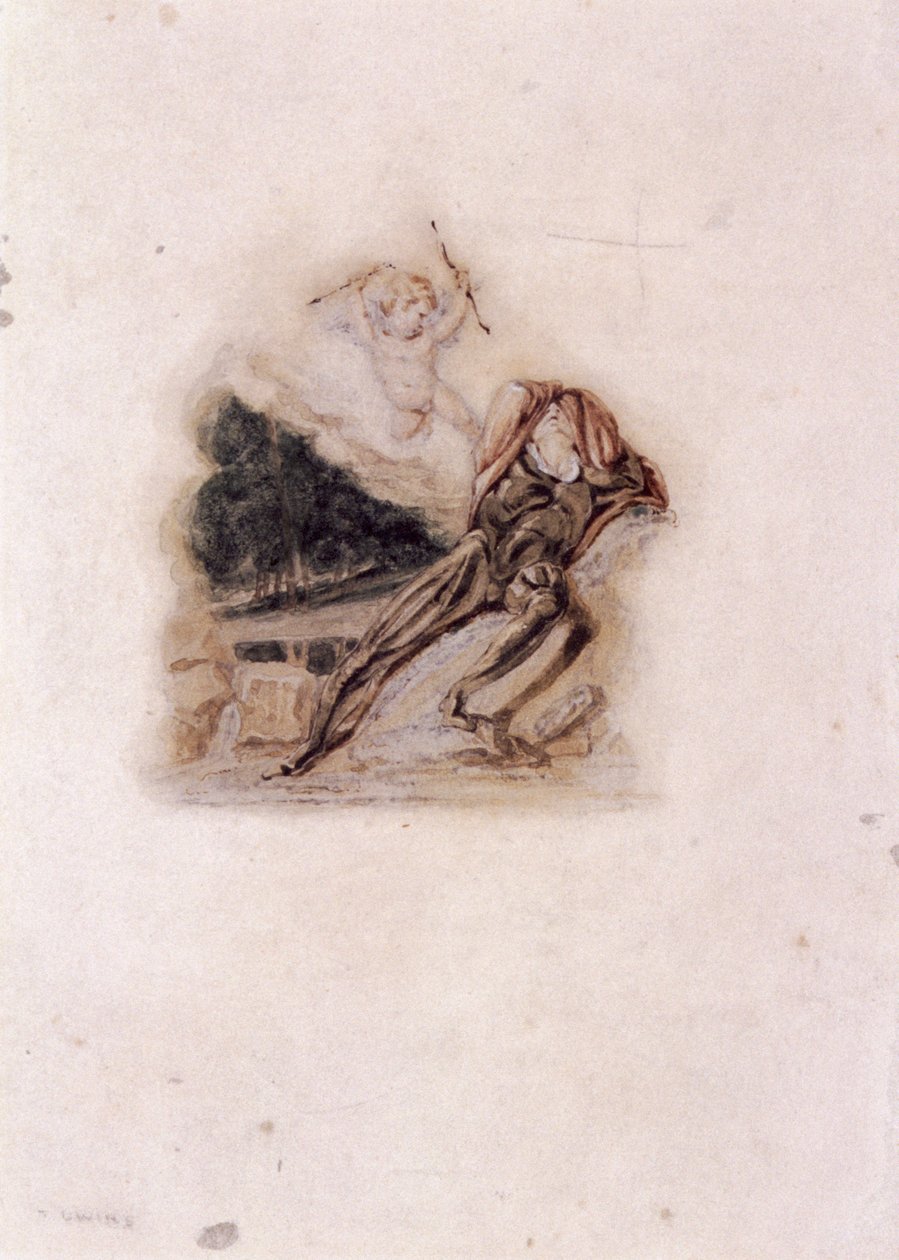 Cupido e amante che lamentano la morte di un amato, c1802-c1857 da Thomas Uwins