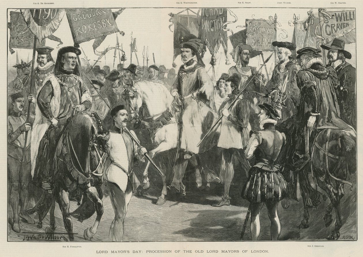 Il giorno del sindaco: Processione degli antichi sindaci di Londra (litografia) da Thomas Walter Wilson
