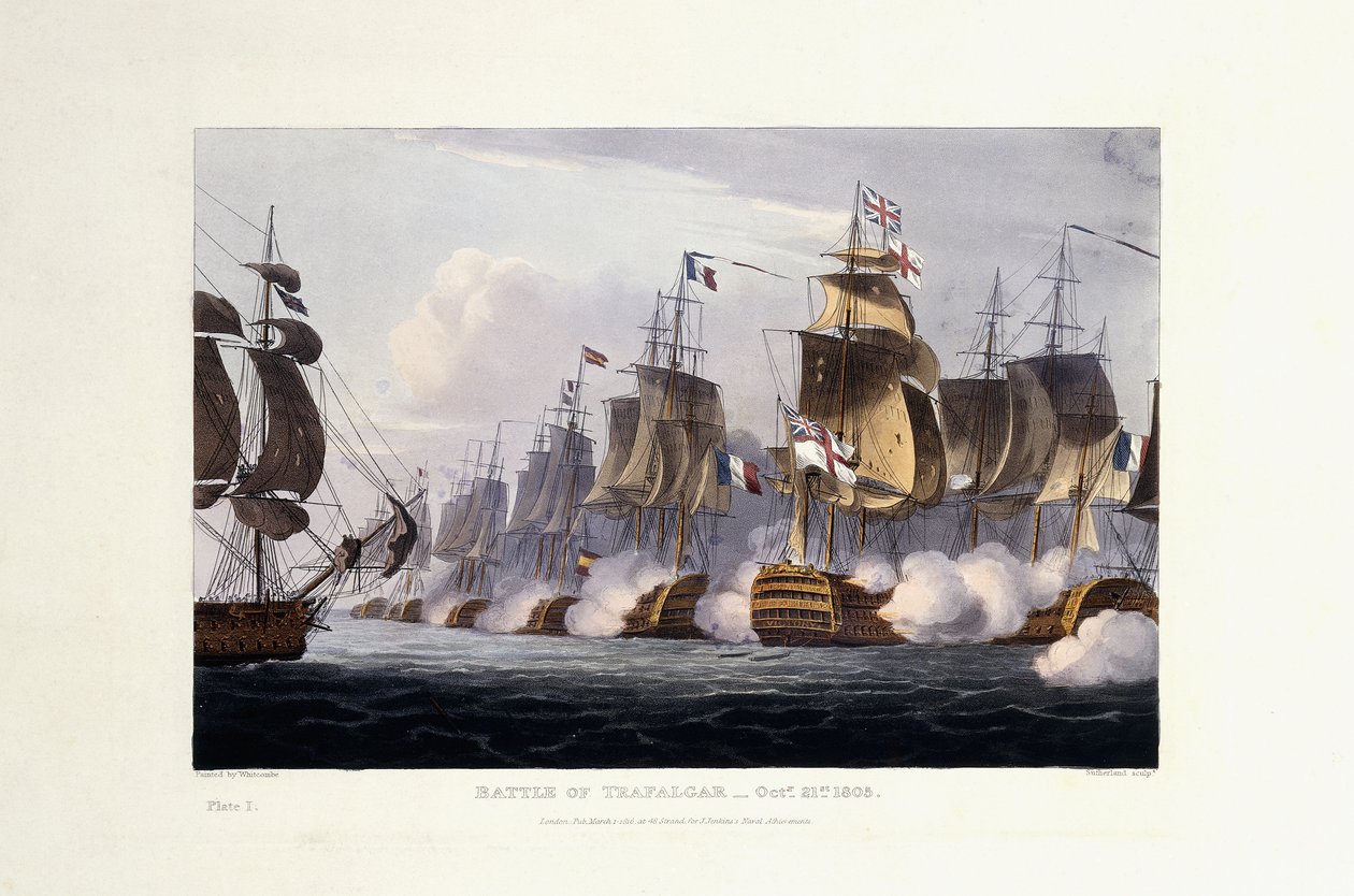 La battaglia di Trafalgar, 21 ottobre 1805 da Thomas Whitcombe