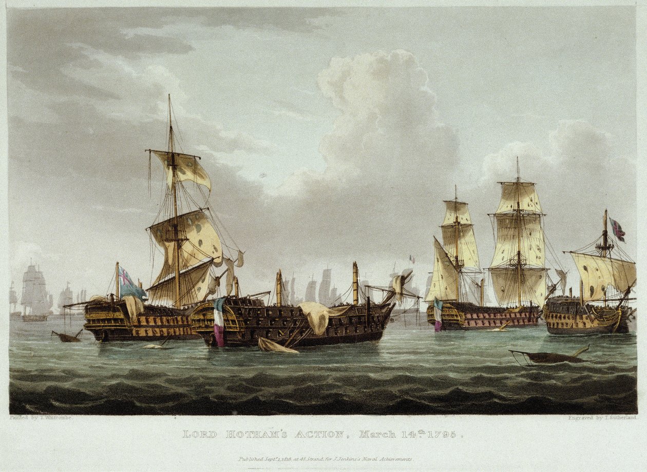La battaglia navale guidata da Lord William Hotham (1736-1813), il 14 marzo da Thomas Whitcombe