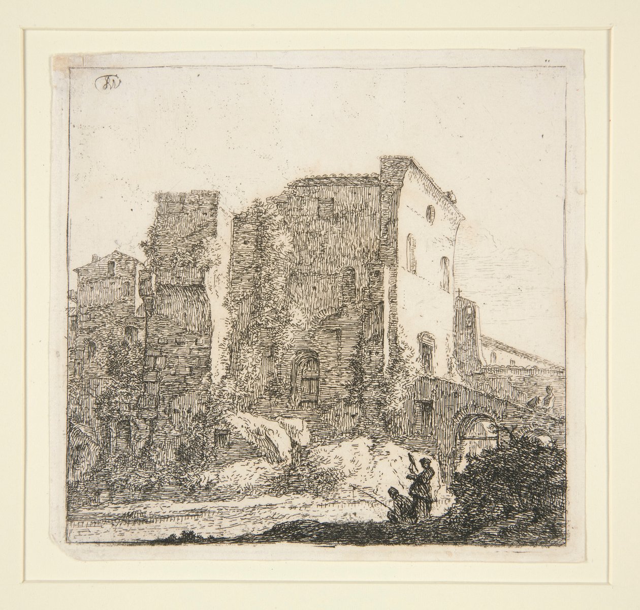 Paesaggio con rovine, con un pescatore da Thomas Wijck