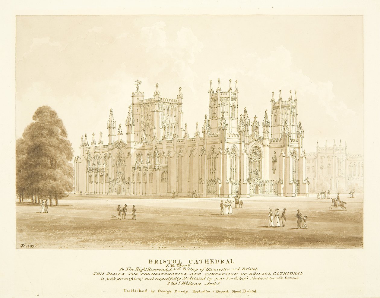 Progetto per il restauro e il completamento della cattedrale di Bristol da Thomas Willson