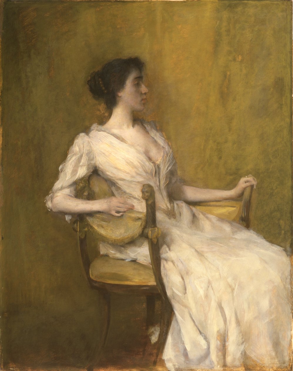Dama in bianco, 1901 circa (olio su tavola) da Thomas Wilmer Dewing
