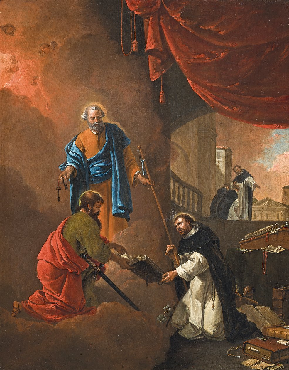 La visione di San Domenico, con San Domenico che benedice due frati missionari oltre da Thomas Wyck