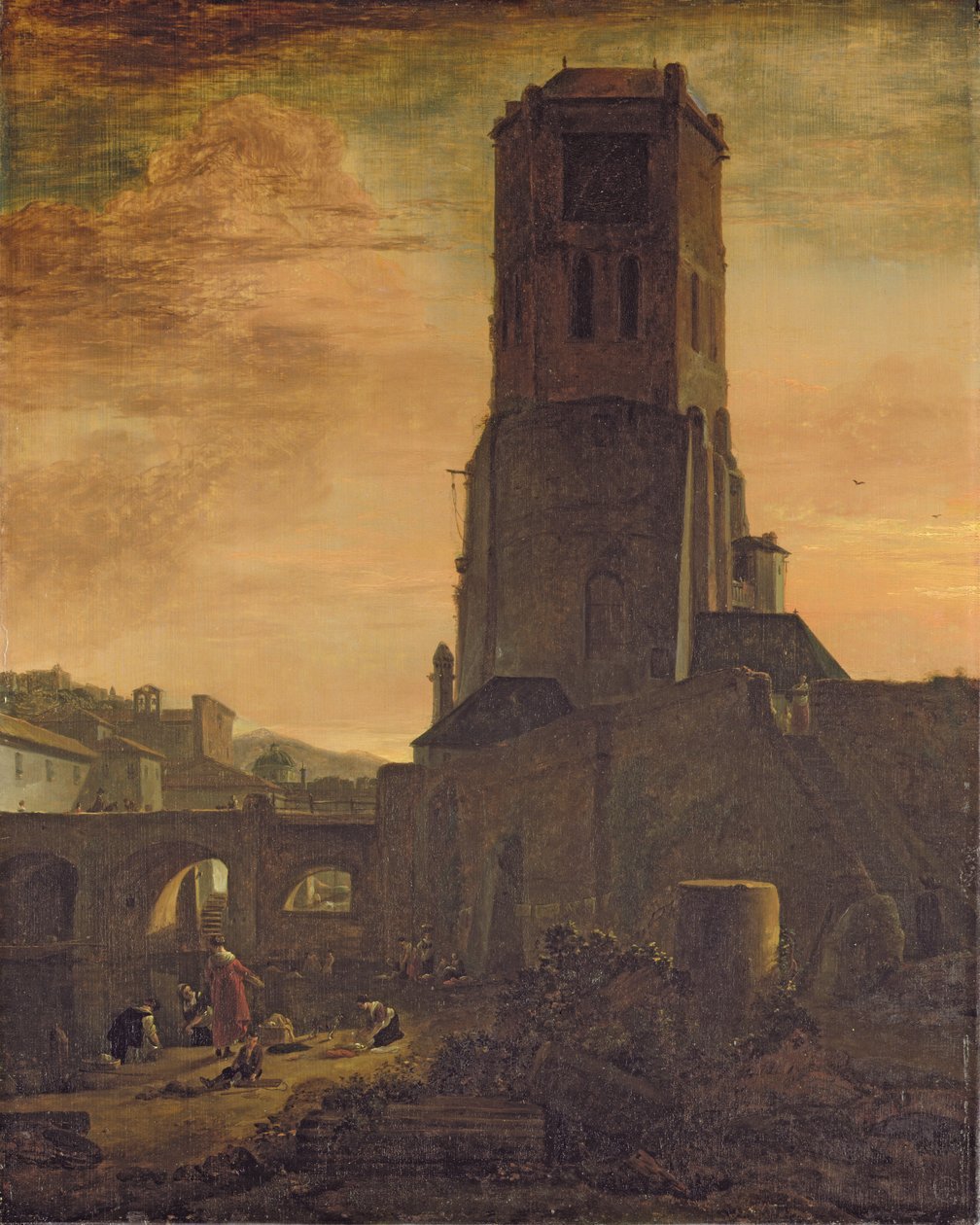 Lavandaie ai piedi di una torre da Thomas Wyck