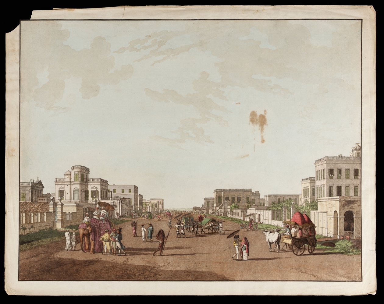 Old Court House Street guardando a sud dalle Vedute di Calcutta da Thomas und William Daniell