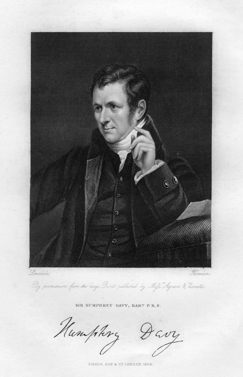 Sir Humphry Davy 1778-1829, chimico e fisico inglese, XIX secolo