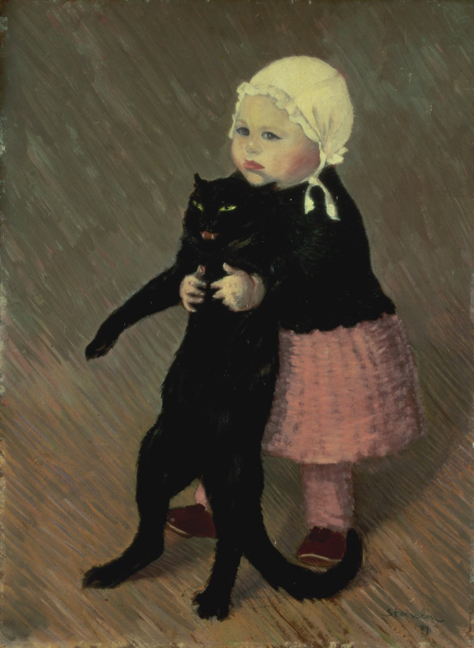 Una bambina con un gatto, 1889 da Théophile Alexandre Steinlen