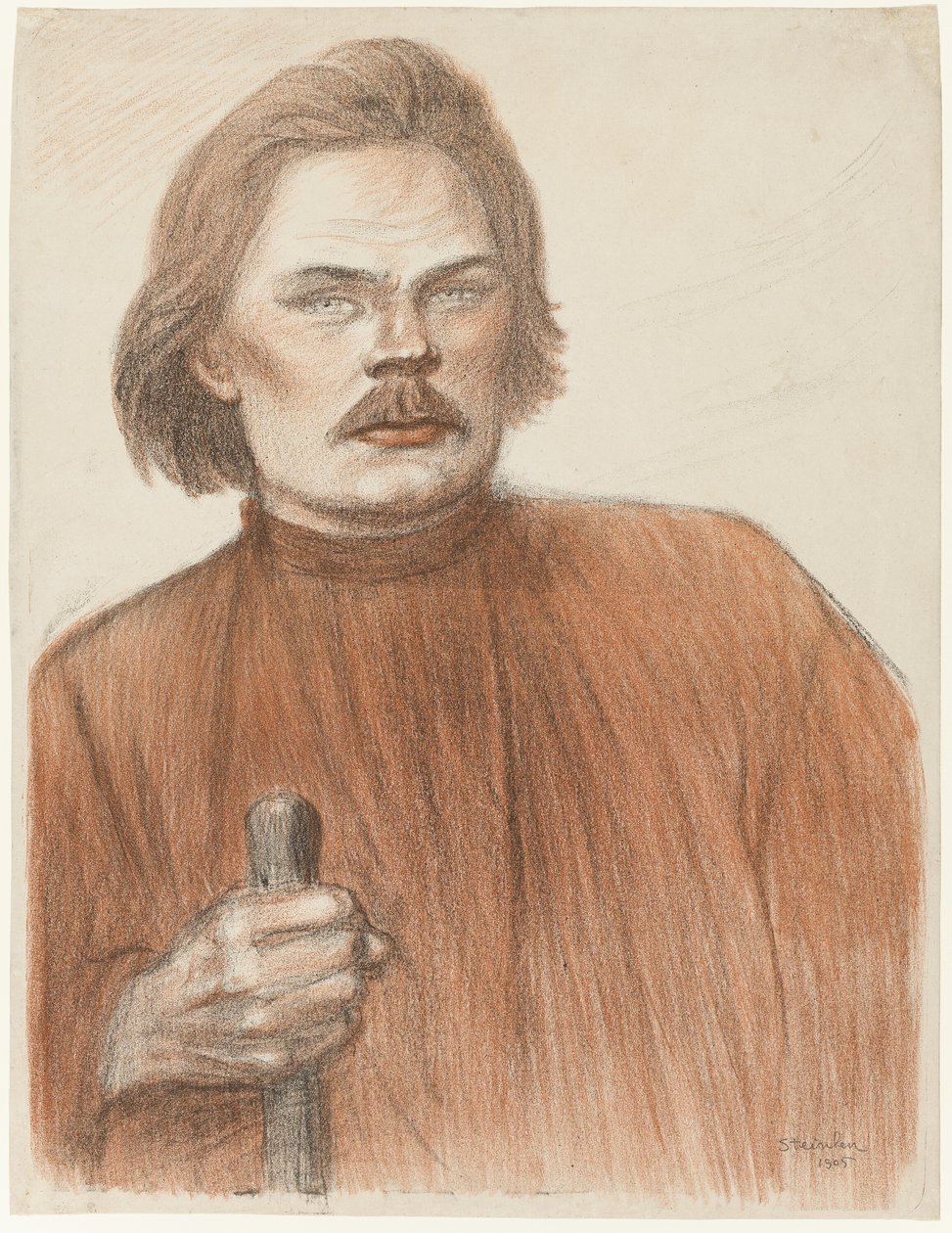 Ritratto frontale dalla vita in su di Maxime Gorki da Théophile Alexandre Pierre Steinlen