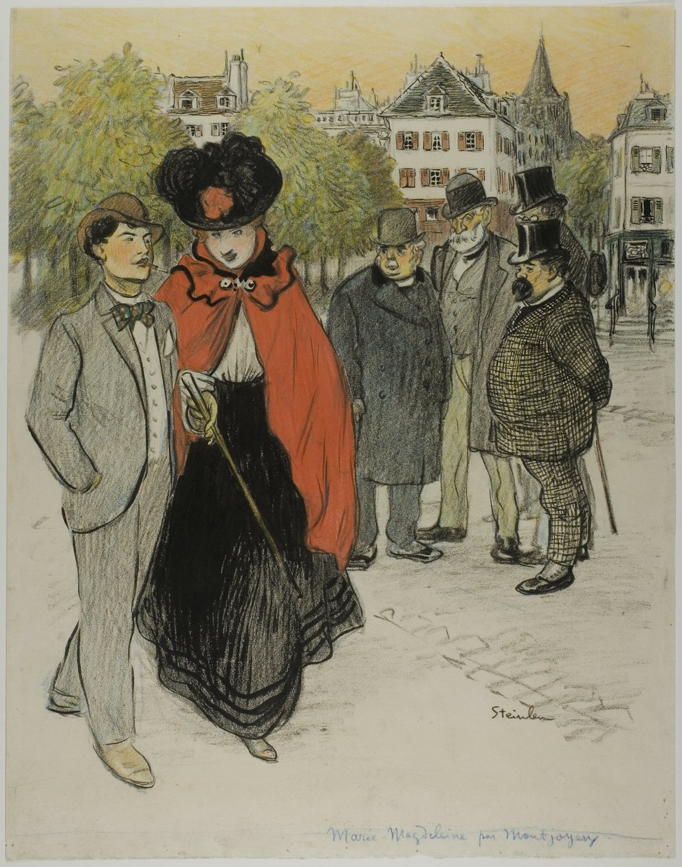 Un gentiluomo che osserva una coppia che passeggia da Théophile Alexandre Pierre Steinlen