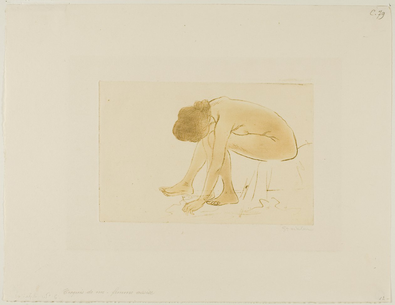 Donna seduta che si pulisce i piedi da Théophile Alexandre Pierre Steinlen