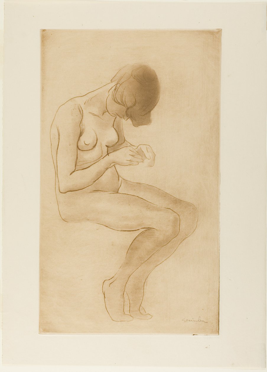 Donna che si sistema le unghie da Théophile Alexandre Pierre Steinlen