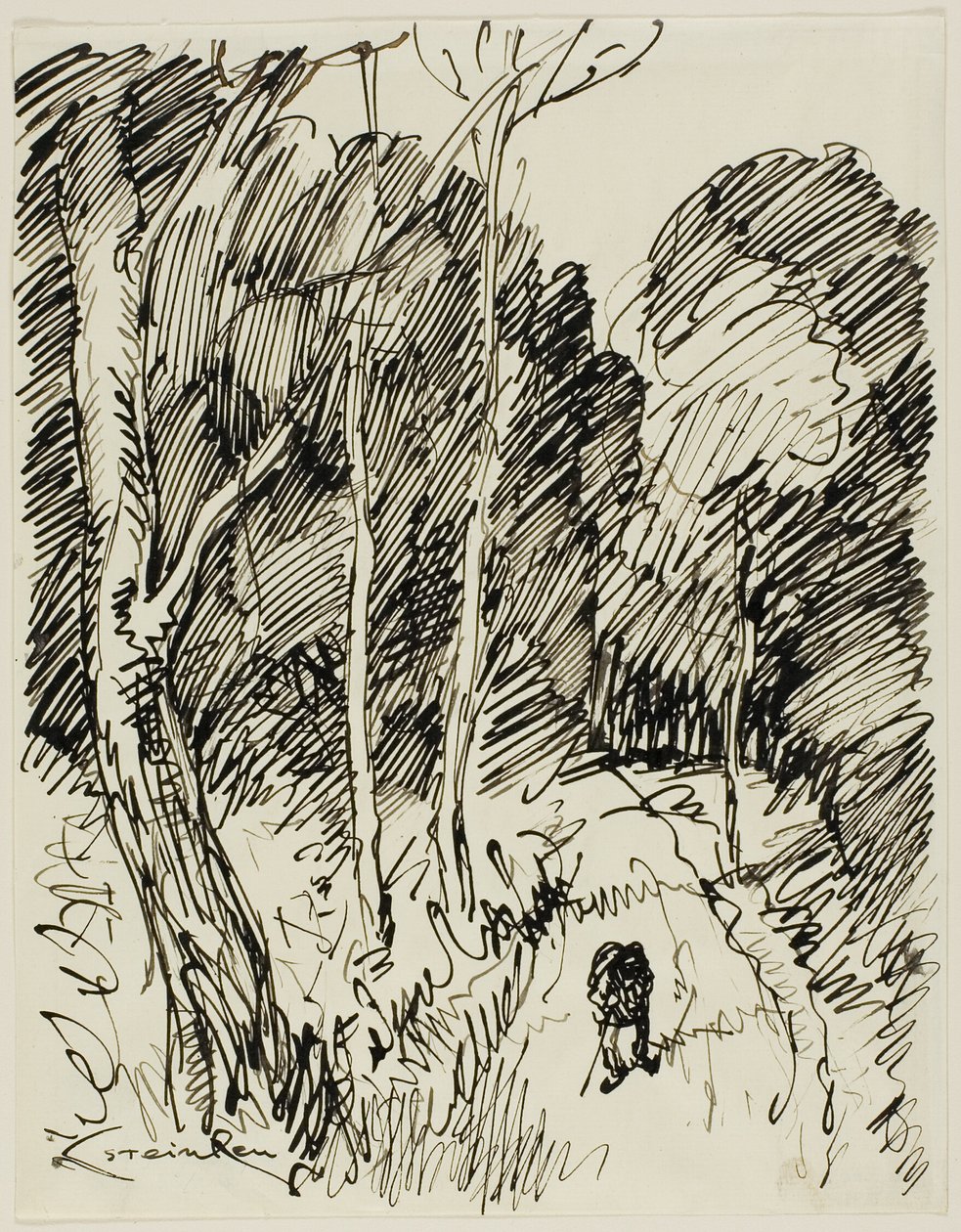 Paesaggio boscoso con vagabondo da Théophile Alexandre Pierre Steinlen