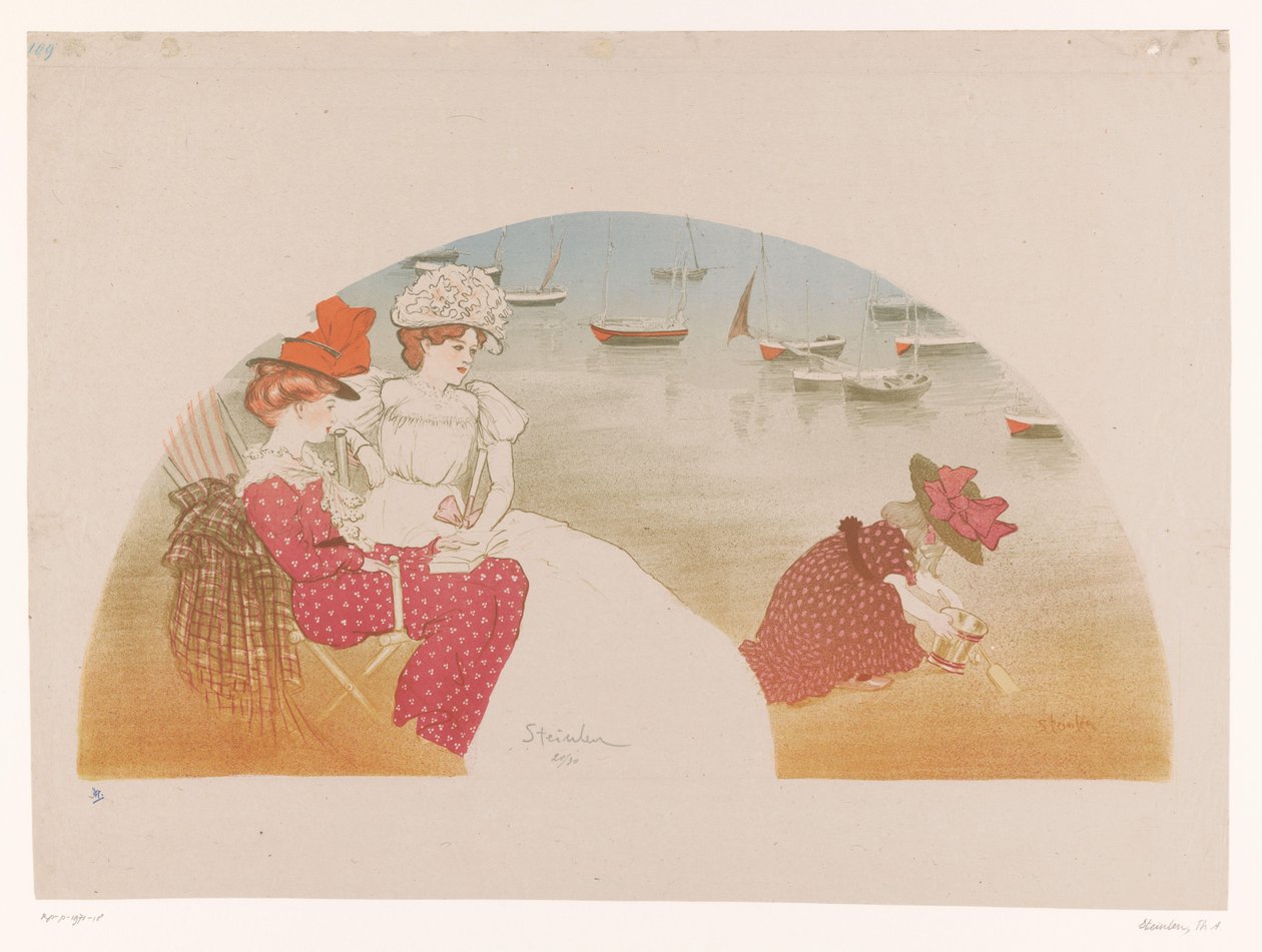 Due donne e un bambino al mare da Théophile Alexandre Steinlen (signed by artist)
